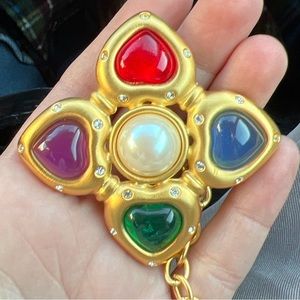 HOLIDAY SALE Vintage Givenchy Chameau et Chameau Gripoix Glass Heart Necklace